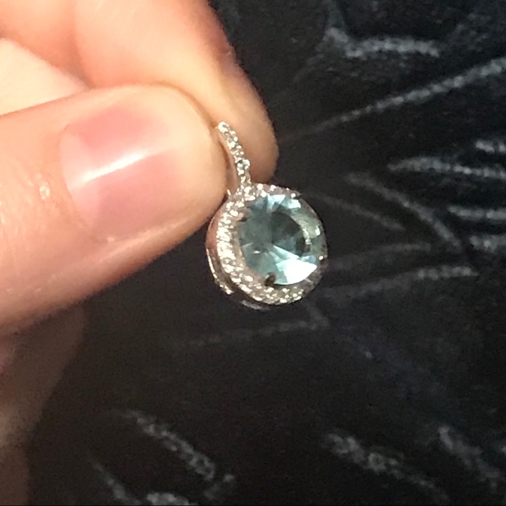 Aquamarine blue halo setting pendant